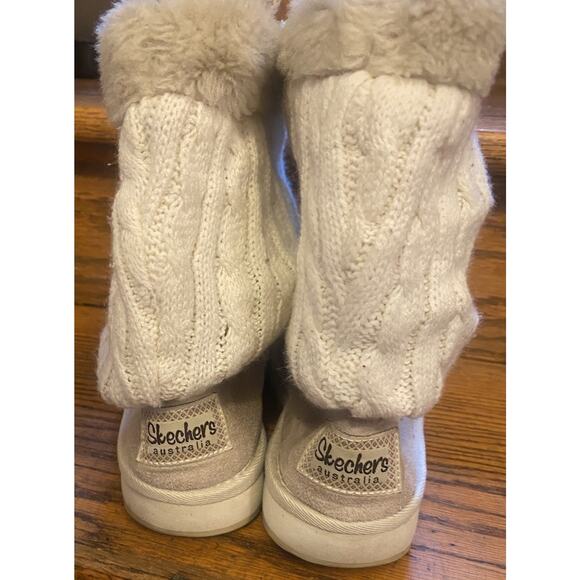 Skechers Sweater Trending Slouch Boots Women’s 7 White Suede Leather Winter - Picture 4 of 6